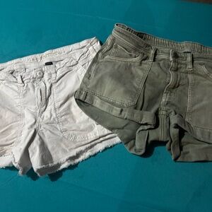 American Eagle Outfitters white and one army green Denim Shorts